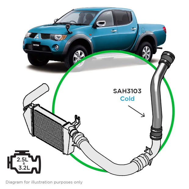 SAAS Mitsubishi Triton 2.5- 3.2L ML-MN Intercooler Polish Alloy Cold To Turbo SAH3103 - view 1