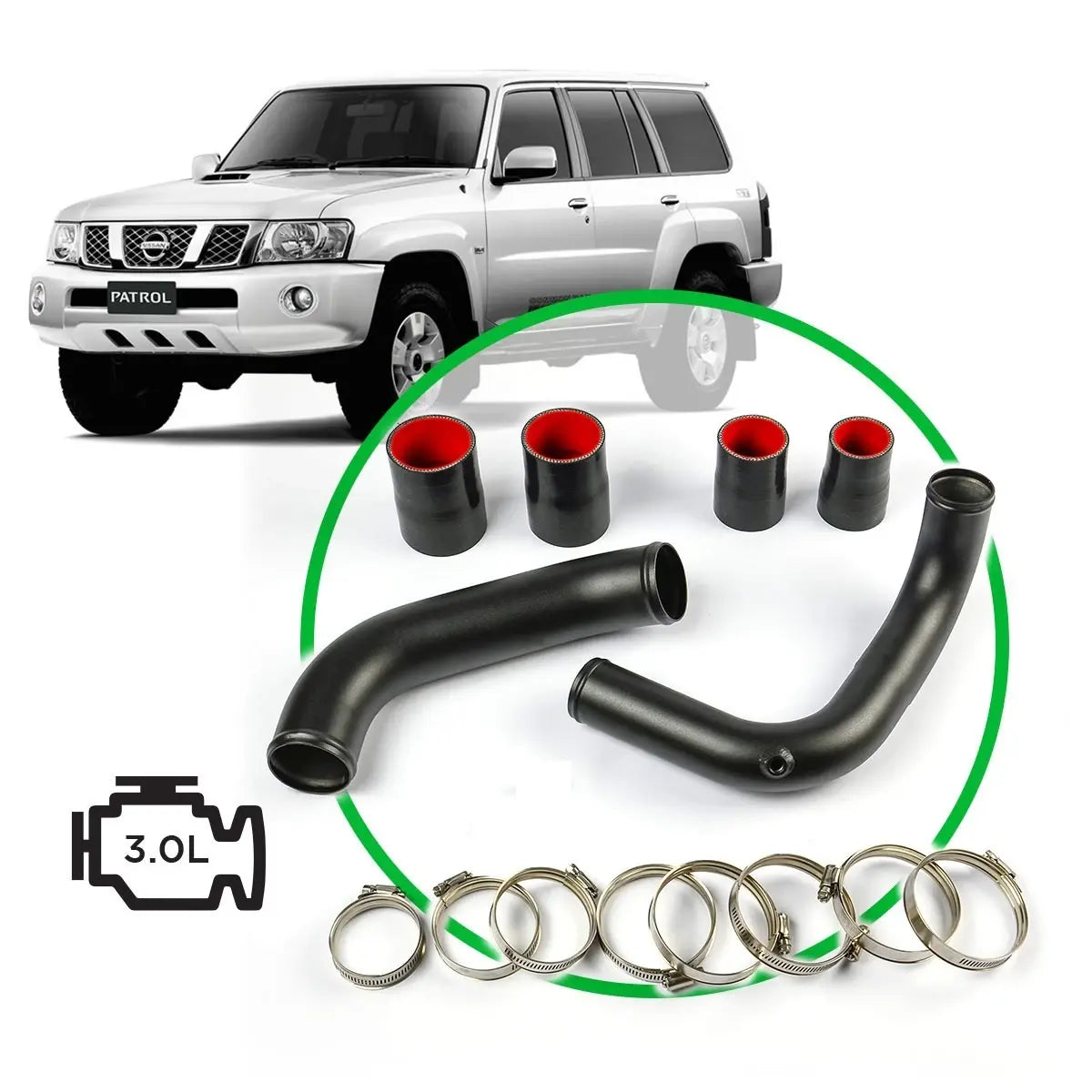 SAAS Nissan Patrol GU/Y61 ZD30 CRD 12/2006 - 10/2017 Black Pipe Kit SAH4101B-KIT - view 1