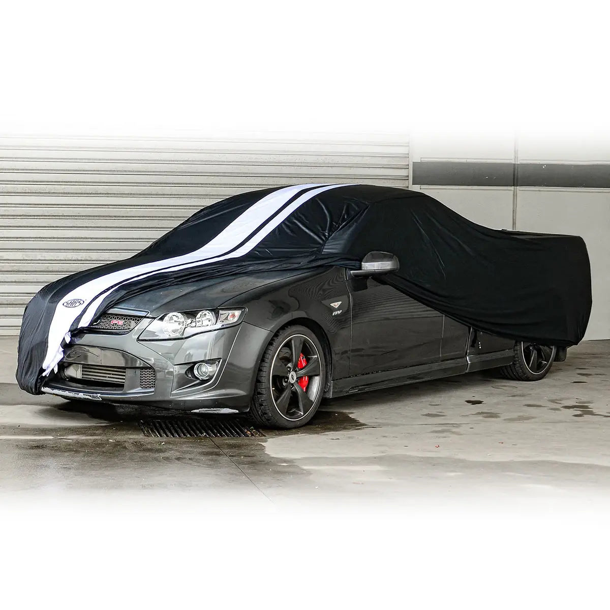 SAAS Car Cover Indoor Classic Ute Large 5.3m Black With White Stripes SC1015 - view 3