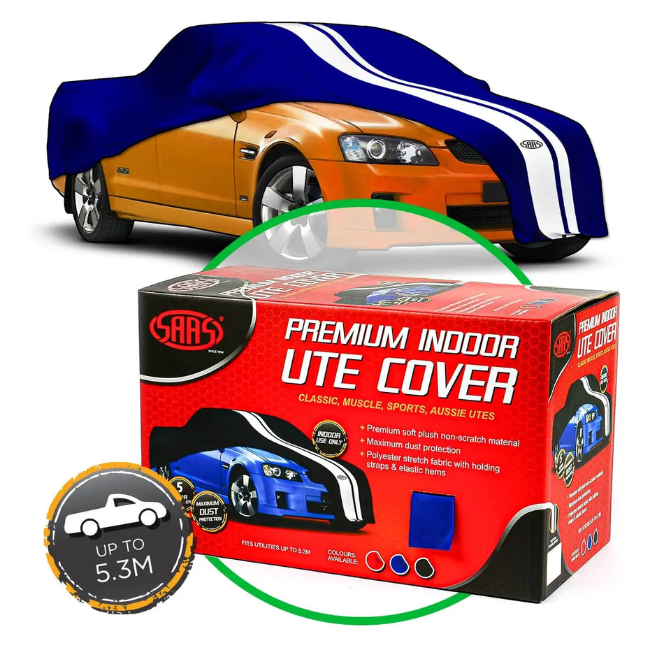 SAAS Car Cover Indoor Classic Ute Large 5.3m Blue With White Stripes SC1025 - view 1