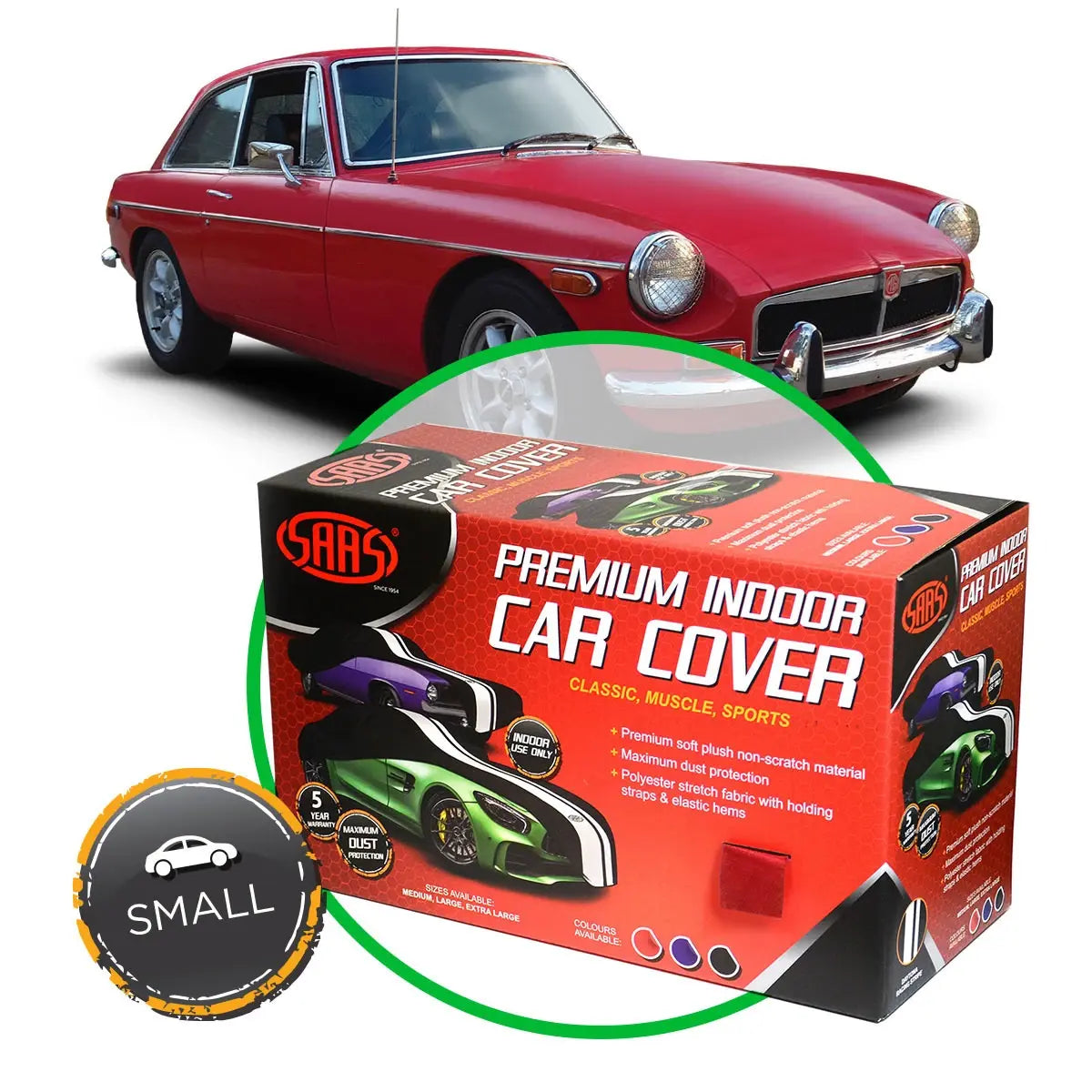 SAAS Car Cover Indoor Classic Small 4.0m Red With White Stripe SC1030 - view 1