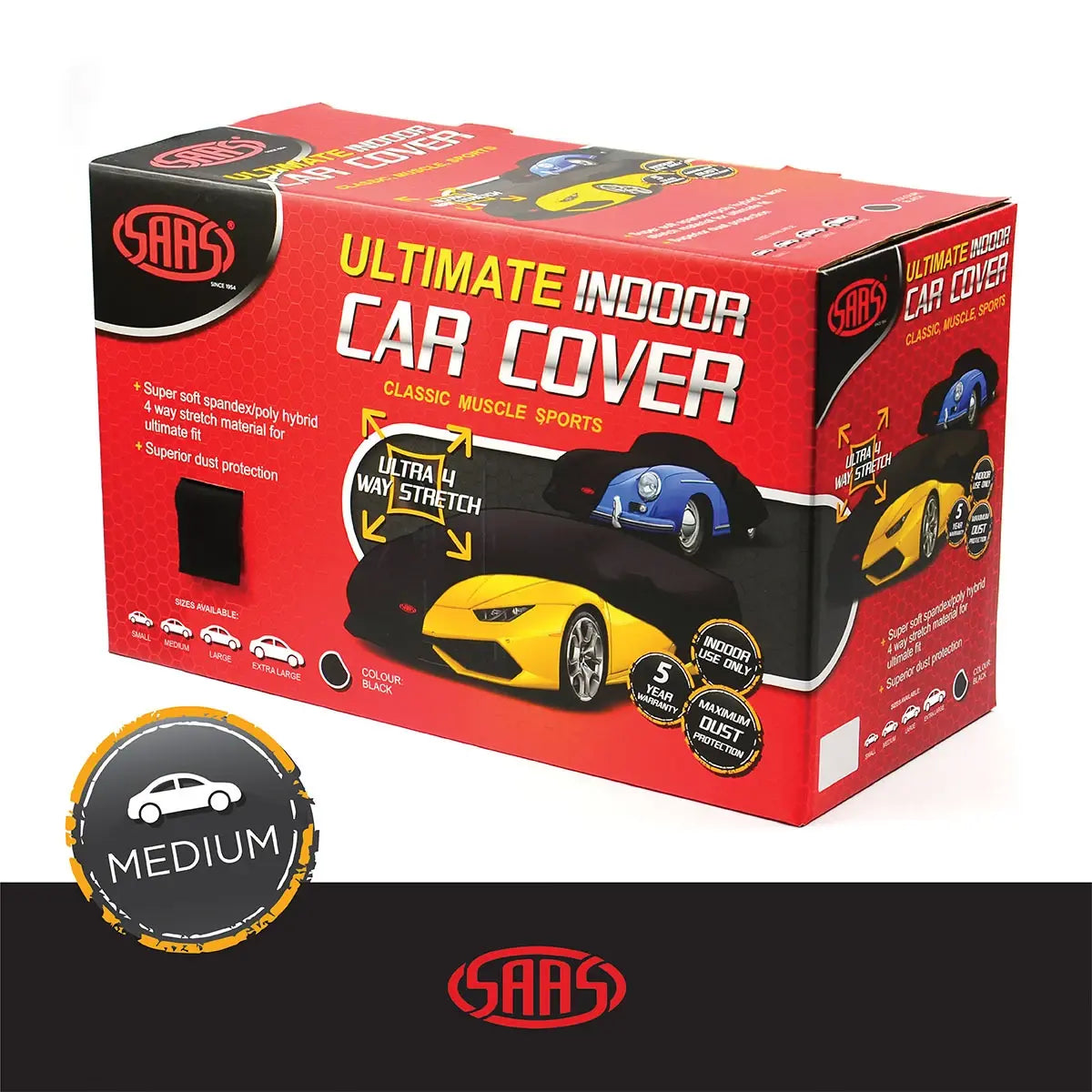 SAAS Car Cover Indoor Classic Ultra 4 Way 4.40m-4.70m Black SC4447 - view 2