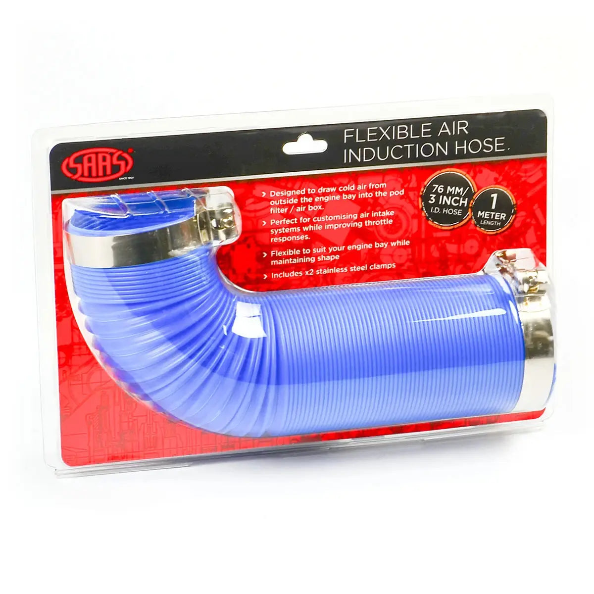 SAAS Flexible Air Induction / Brake Ducting 76mm x 1m Blue SDH76761000E - view 3