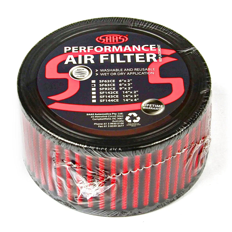 SAAS Hi Flow Air Filter Washable Round 6in x 3in SF63CE - view 1