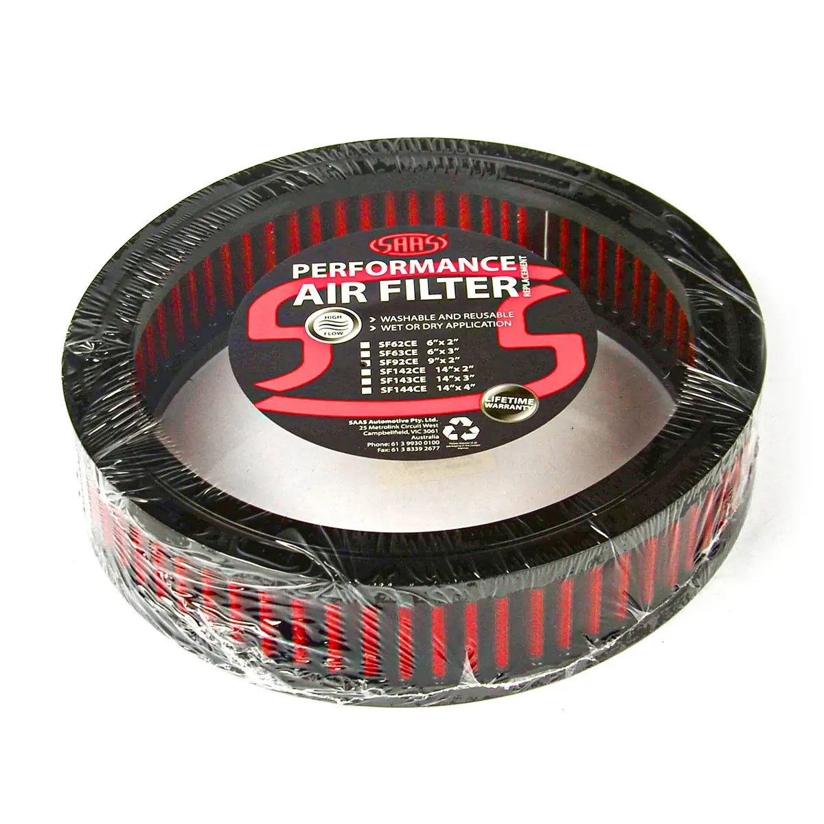SAAS Hi Flow Air Filter Washable Round 9in x 2in SF92CE - view 1