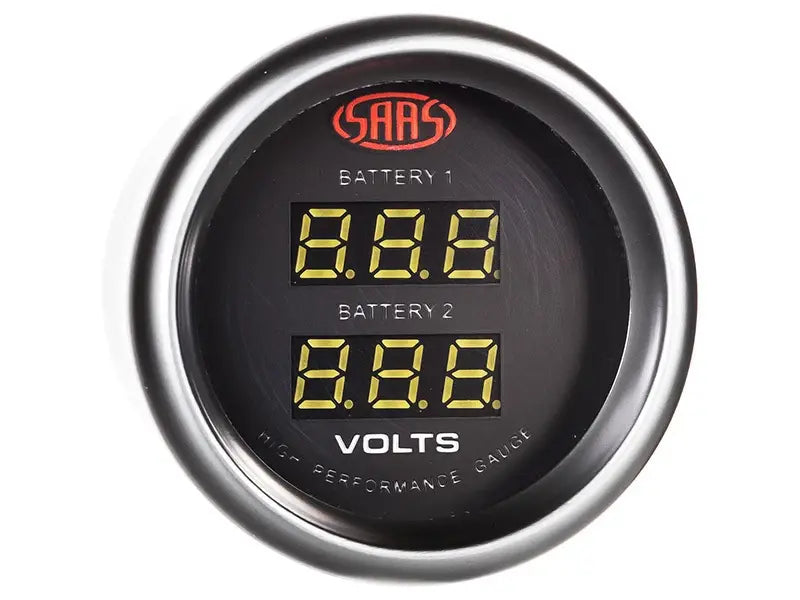 SAAS Dual Volt Digital Gauge 8v-18v 52mm Muscle Series I Black 12V SG-DDVLT52B - view 3