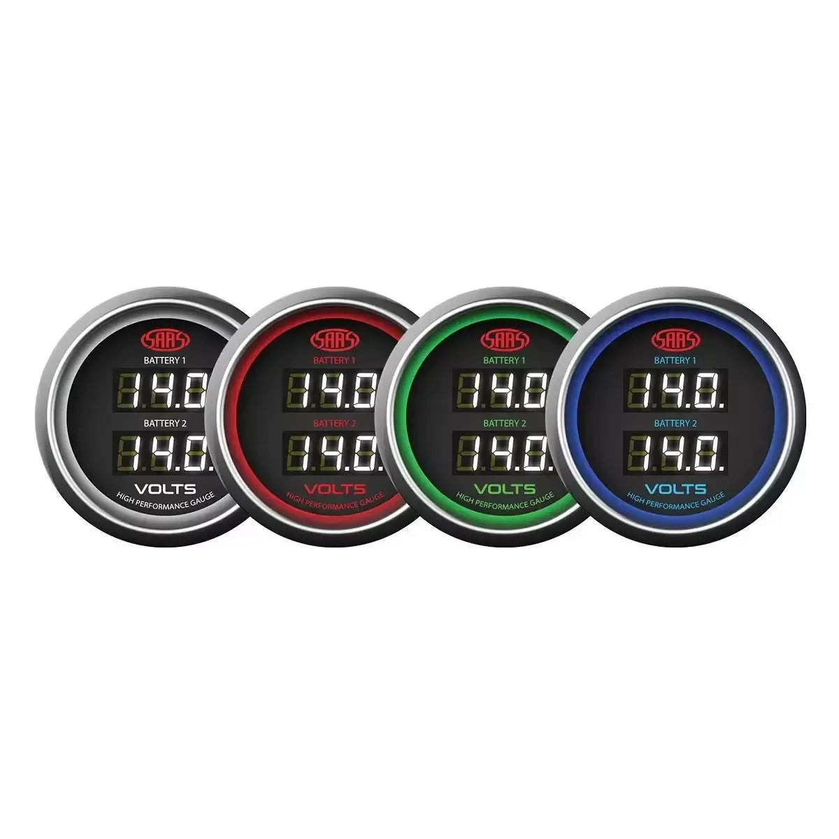 SAAS Dual Volt Digital Gauge 8v-18v 52mm Muscle Series I Black 12V SG-DDVLT52B - view 4