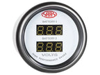 SAAS Dual Volt Digital Gauge 8v-18v 52mm Muscle Series I White 12V SG-DDVLT52W - view 3