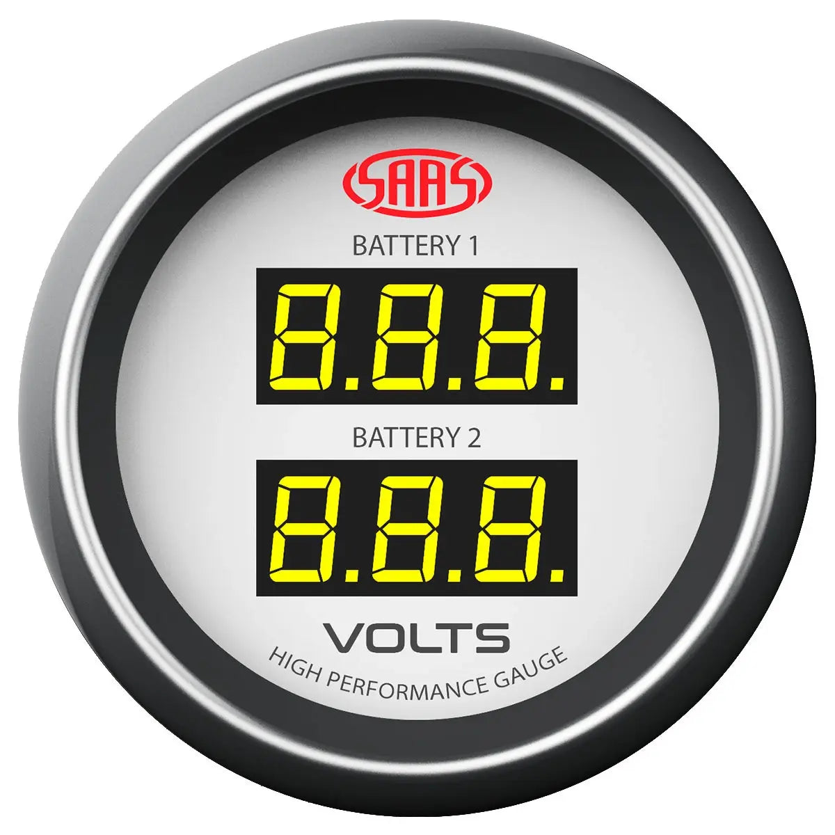 SAAS Dual Volt Digital Gauge 8v-18v 52mm Muscle Series I White 12V SG-DDVLT52W - view 1