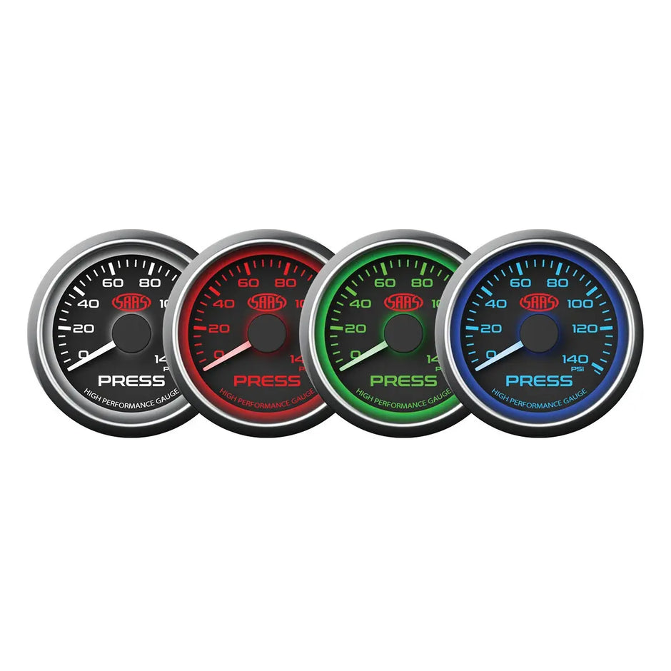 SAAS Oil Press Gauge 0-140psi 52mm Muscle Series I Black 12V SG-OP52B - view 2