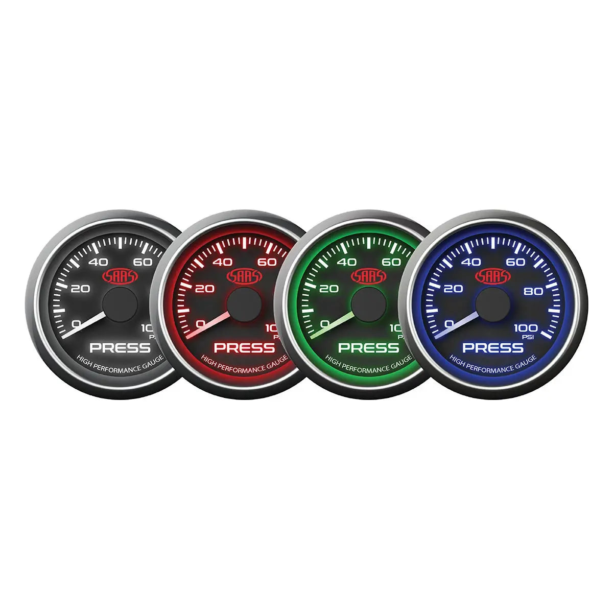 SAAS Oil Press Gauge 0-100psi 52mm Muscle Series I Black 12V SG-OP52B1 - view 2