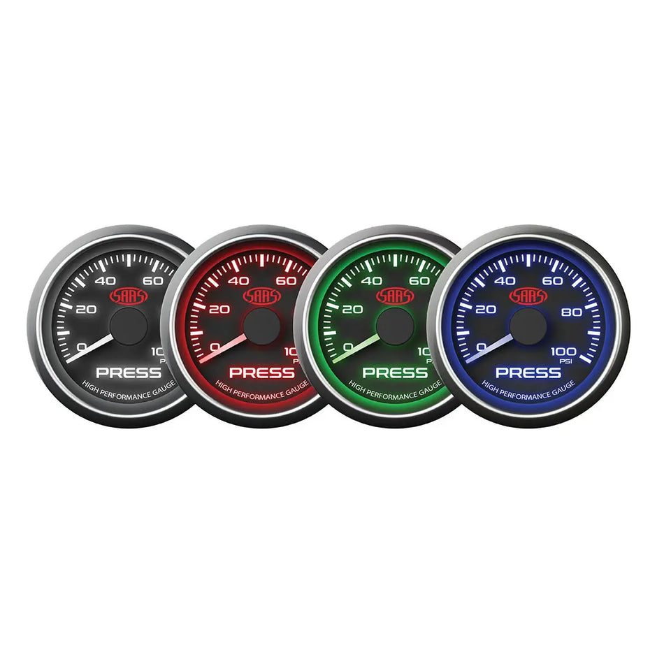 SAAS Oil Press Gauge 0-100psi 52mm Muscle Series I Black 12V SG-OP52B1 - view 2