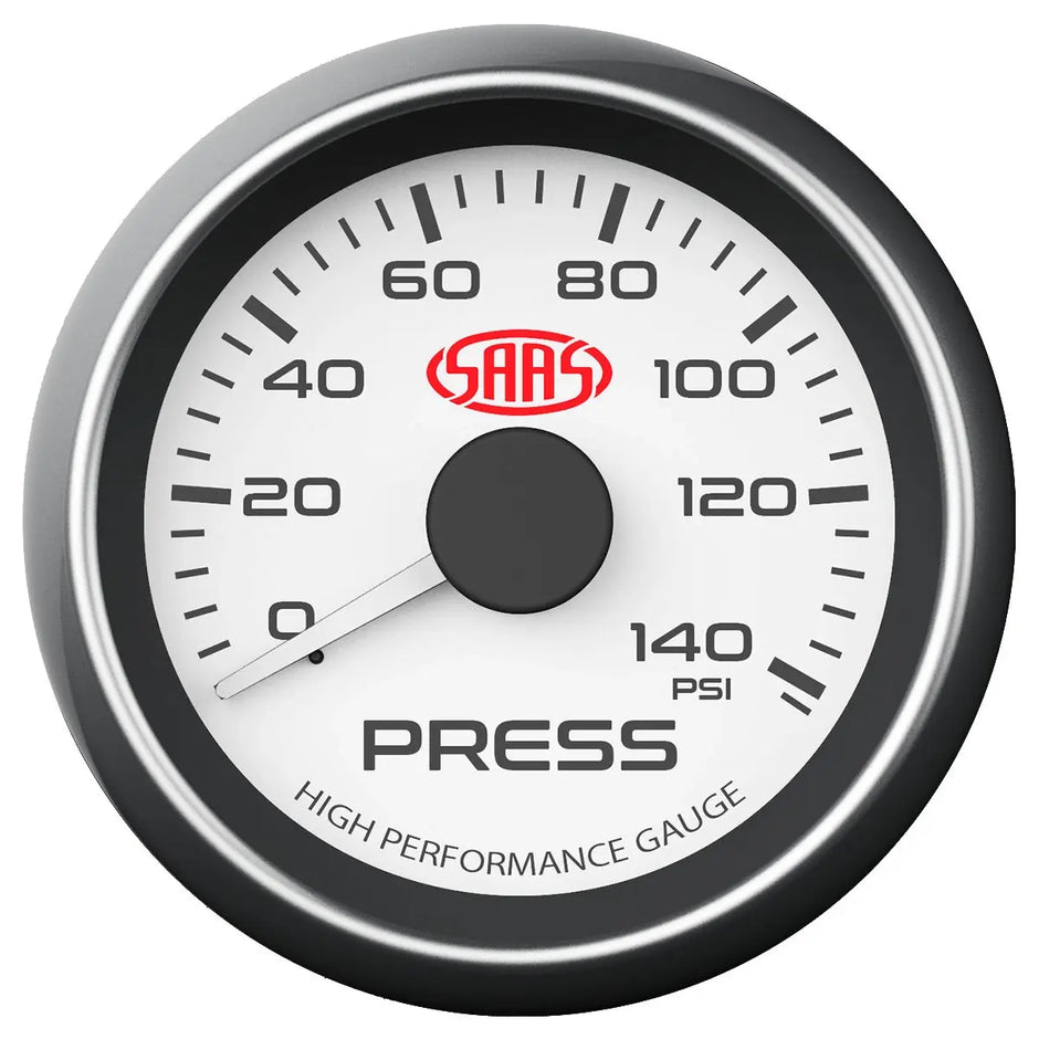 SAAS Oil Press Gauge 0-140psi 52mm Muscle Series I White 12V SG-OP52W - view 1