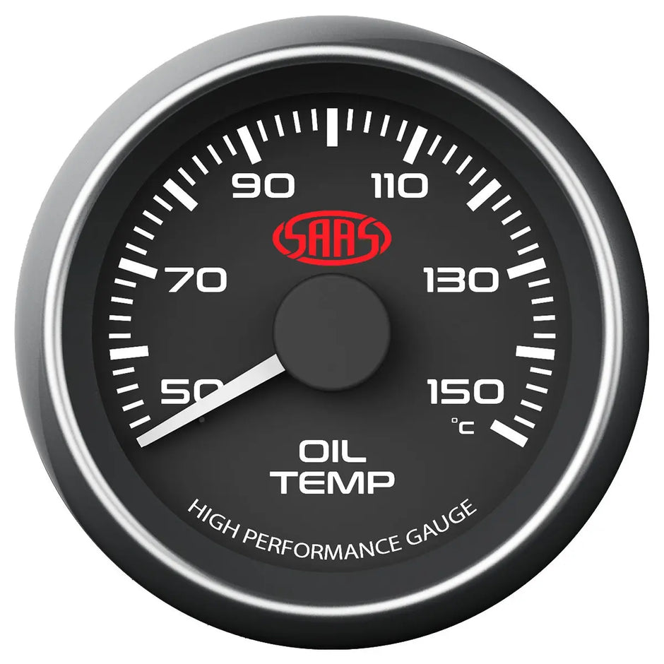SAAS Oil Temp Gauge 50°-150° 52mm Muscle Series I Black 12V SG-OT52B - view 1