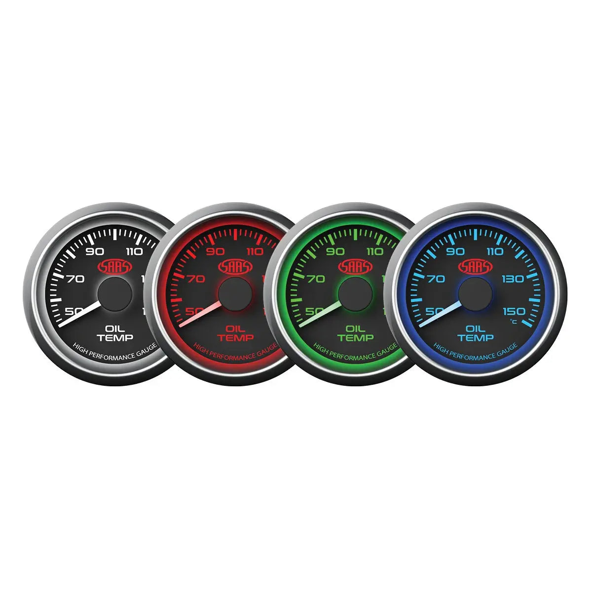SAAS Oil Temp Gauge 50°-150° 52mm Muscle Series I Black 12V SG-OT52B - view 2