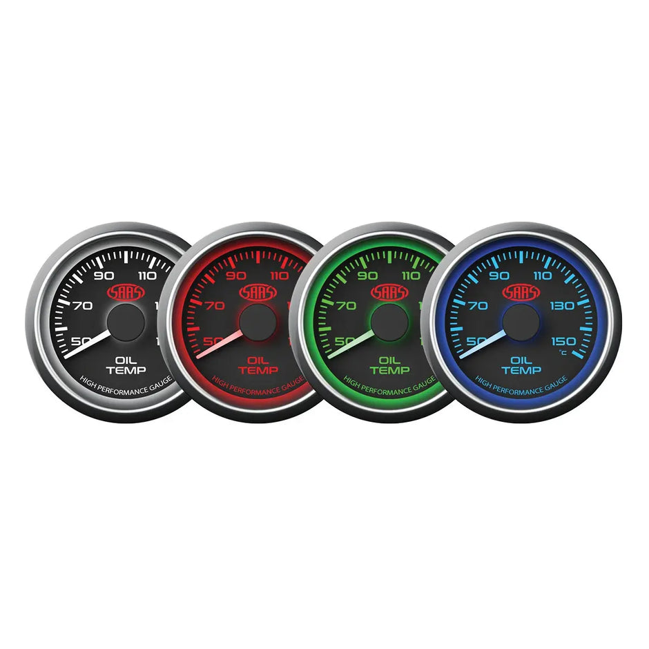 SAAS Oil Temp Gauge 50°-150° 52mm Muscle Series I Black 12V SG-OT52B - view 2