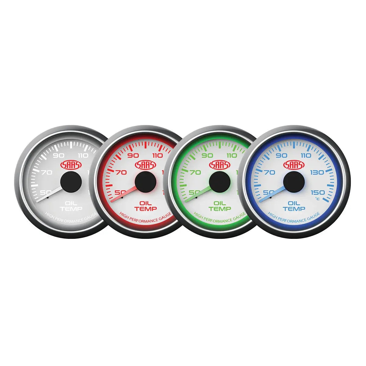SAAS Oil Temp Gauge 50°-150° 52mm Muscle Series I White 12V SG-OT52W - view 2