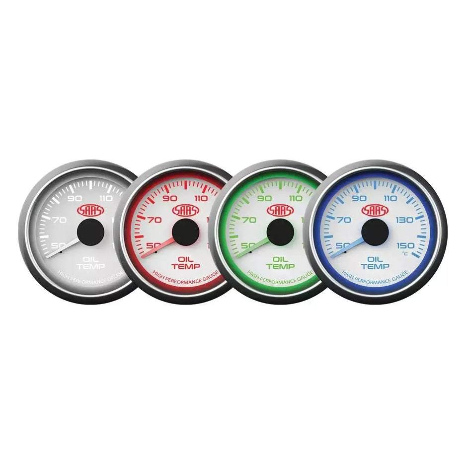 SAAS Oil Temp Gauge 50°-150° 52mm Muscle Series I White 12V SG-OT52W - view 4