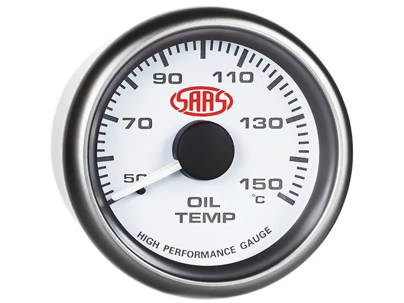 SAAS Oil Temp Gauge 50°-150° 52mm Muscle Series I White 12V SG-OT52W - view 3