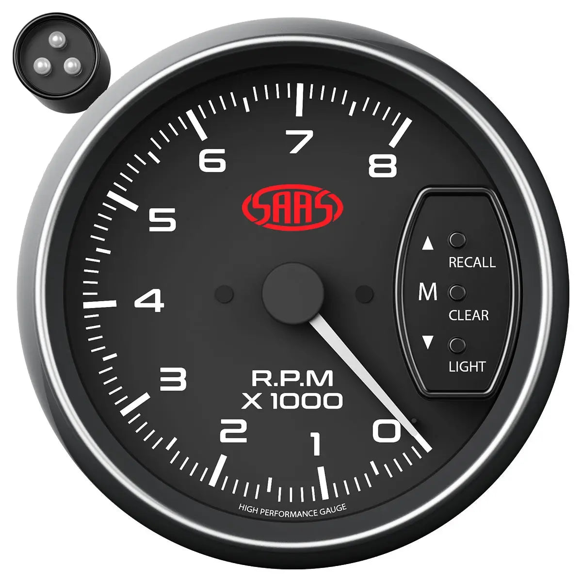 SAAS Tachometer 0-8K Shiftlite 3-3/4 Muscle Series I Black 12V SG-TAC334B - view 1