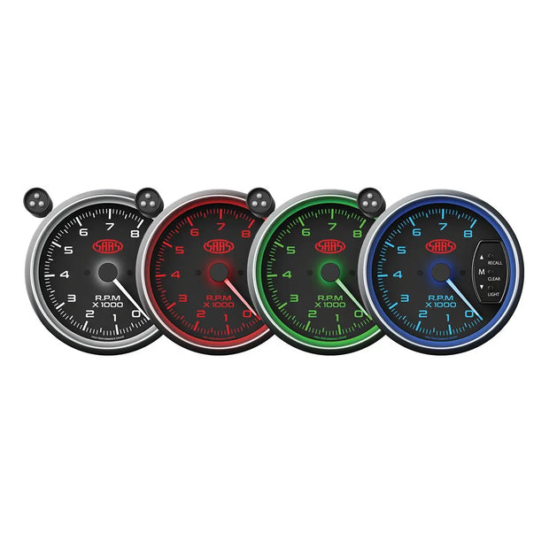 SAAS Tachometer 0-8K Shiftlite 3-3/4 Muscle Series I Black 12V SG-TAC334B - view 2