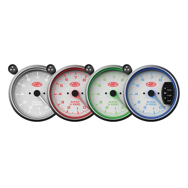 SAAS Tachometer 0-8K Shiftlite 3-3/4 Muscle Series I White 12V SG-TAC334W - view 2