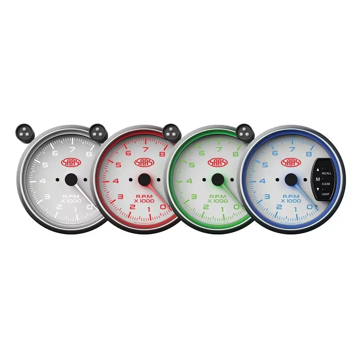 SAAS Tachometer 0-8K Shiftlite 3-3/4 Muscle Series I White 12V SG-TAC334W - view 4