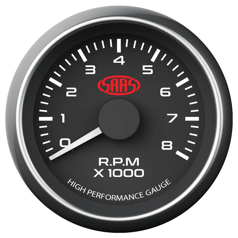 SAAS Tachometer 0-8K 52mm Muscle Series I Black 12V SG-TAC52B - view 1