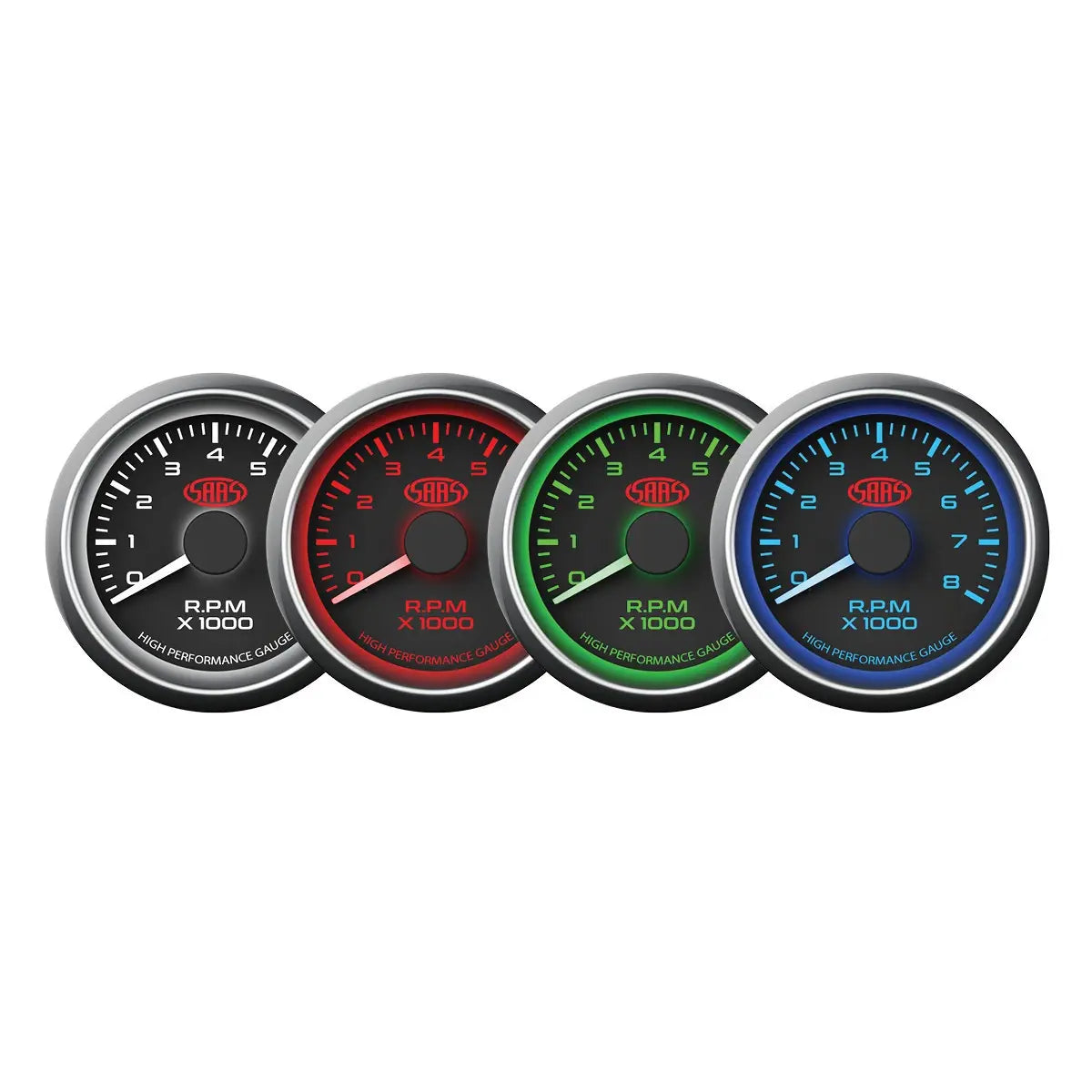 SAAS Tachometer 0-8K 52mm Muscle Series I Black 12V SG-TAC52B - view 2