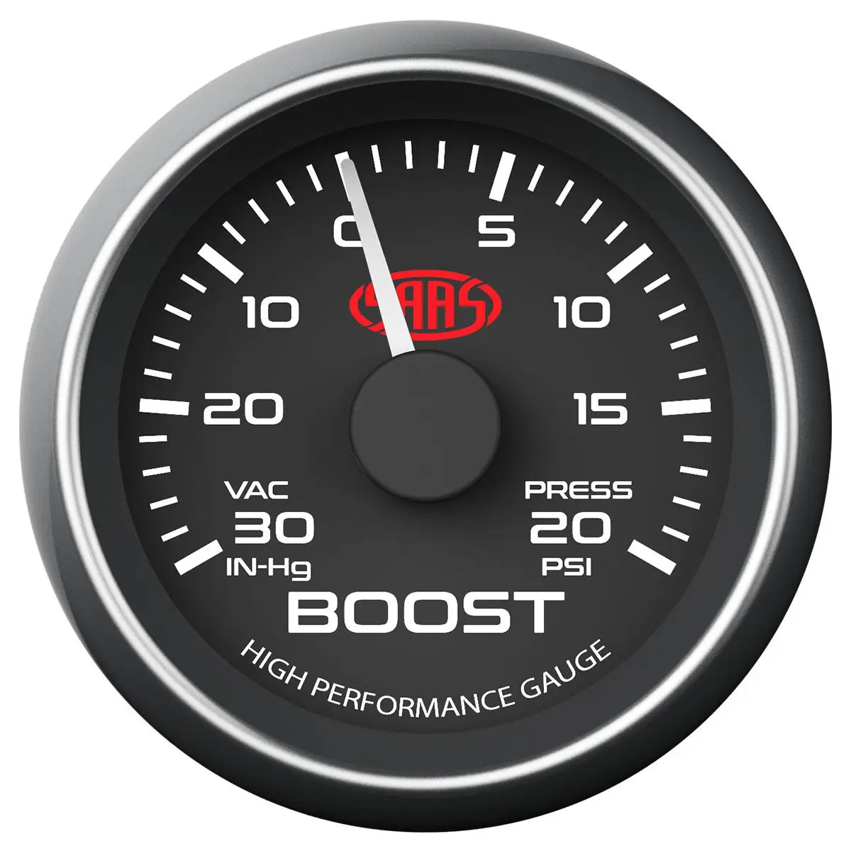 SAAS Boost Gauge 30inHg-20psi 52mm Muscle Series I Black 12V SG-TB52B - view 1
