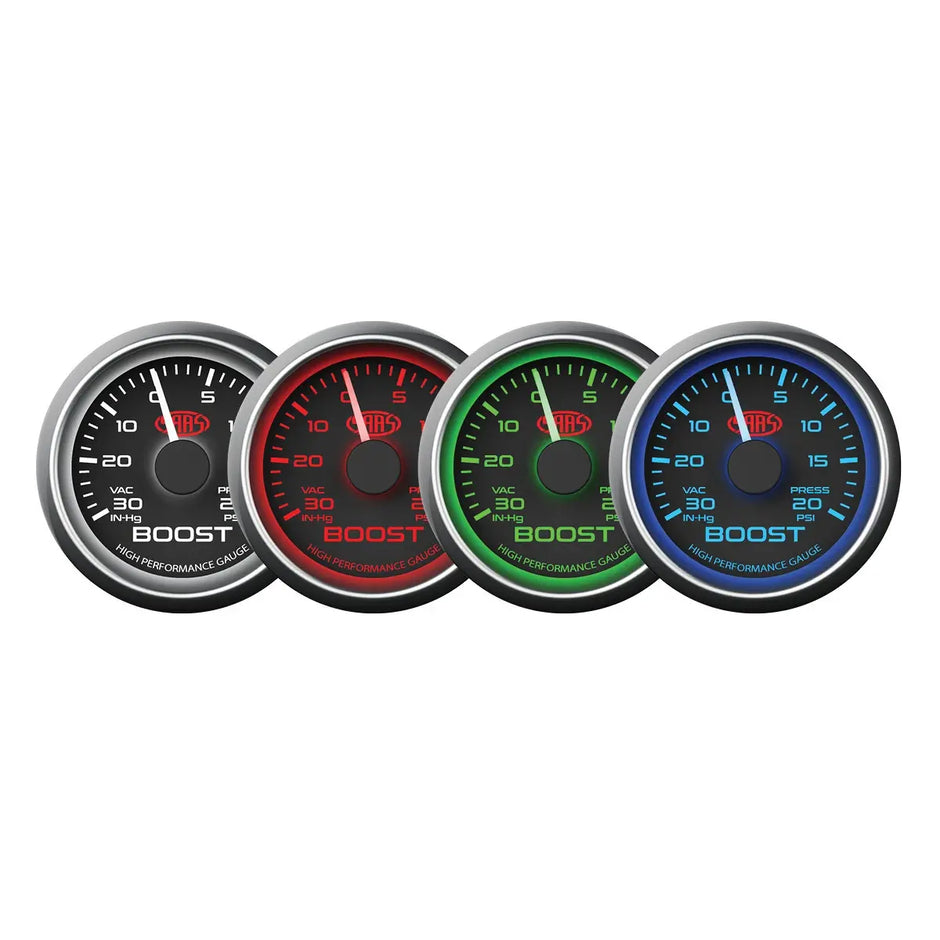 SAAS Boost Gauge 30inHg-20psi 52mm Muscle Series I Black 12V SG-TB52B - view 2