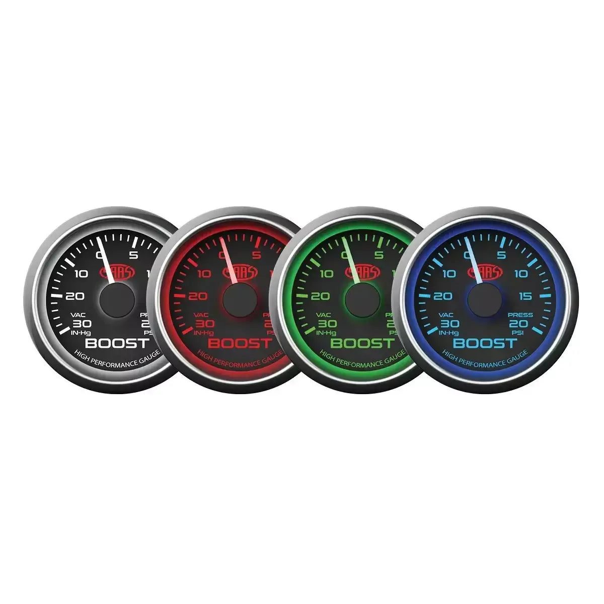 SAAS Boost Gauge 30inHg-20psi 52mm Muscle Series I Black 12V SG-TB52B - view 4