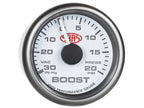 SAAS Boost Gauge 30inHg-20psi 52mm Muscle Series I White 12V SG-TB52W - view 3