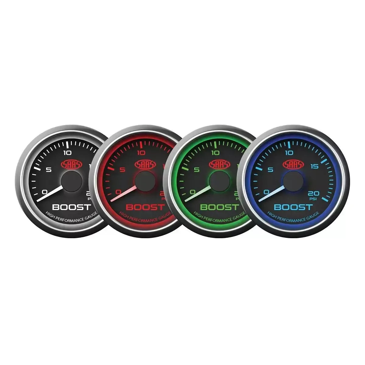 SAAS Boost Gauge Diesel 0-20 psi 52mm Muscle Series I Black 12V SG-TBD52B1 - view 4
