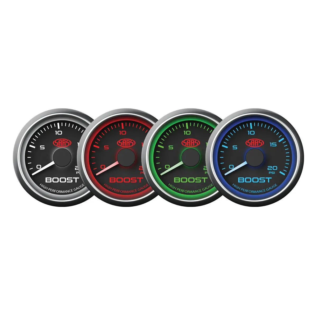 SAAS Boost Gauge Diesel 0-20 psi 52mm Muscle Series I Black 12V SG-TBD52B1 - view 2