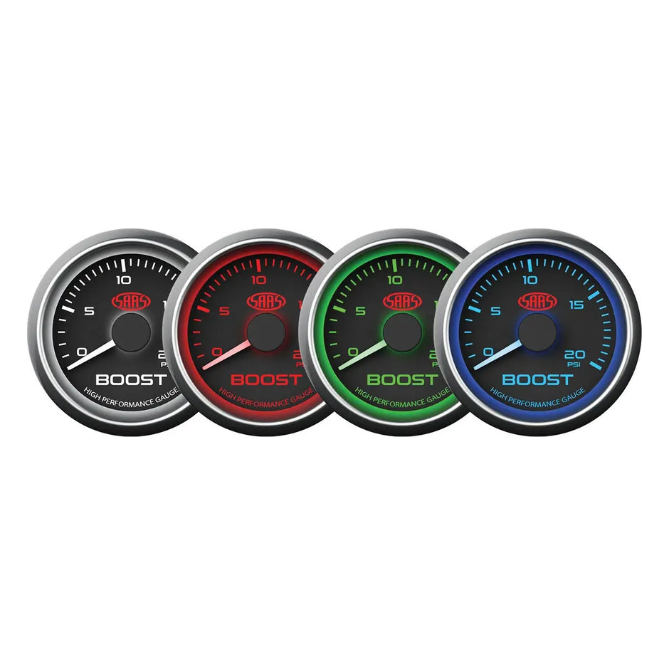 SAAS Boost Gauge Diesel 0-20 psi 52mm Muscle Series I Black 12V SG-TBD52B1 - view 2