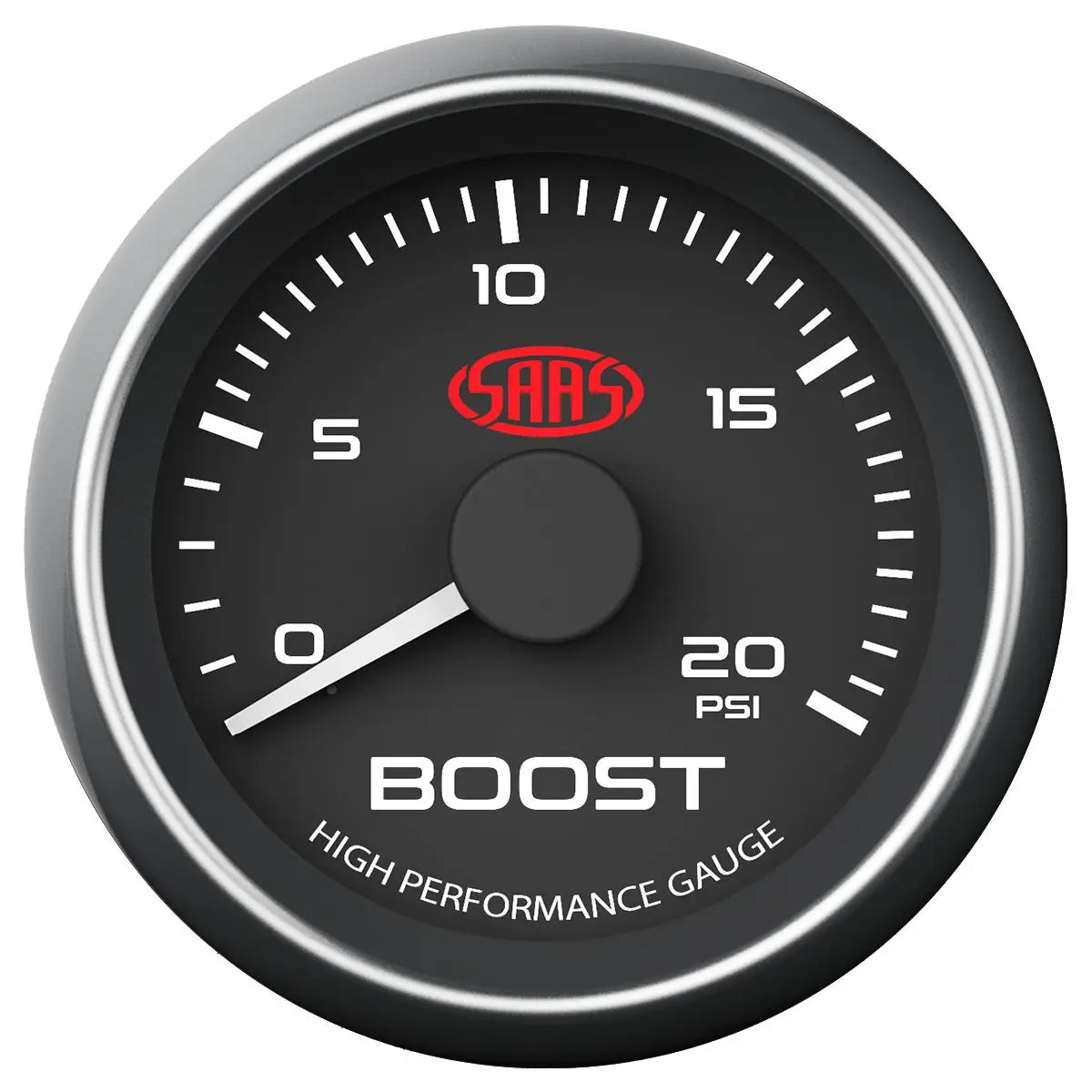SAAS Boost Gauge Diesel 0-20 psi 52mm Muscle Series I Black 12V SG-TBD52B1 - view 1