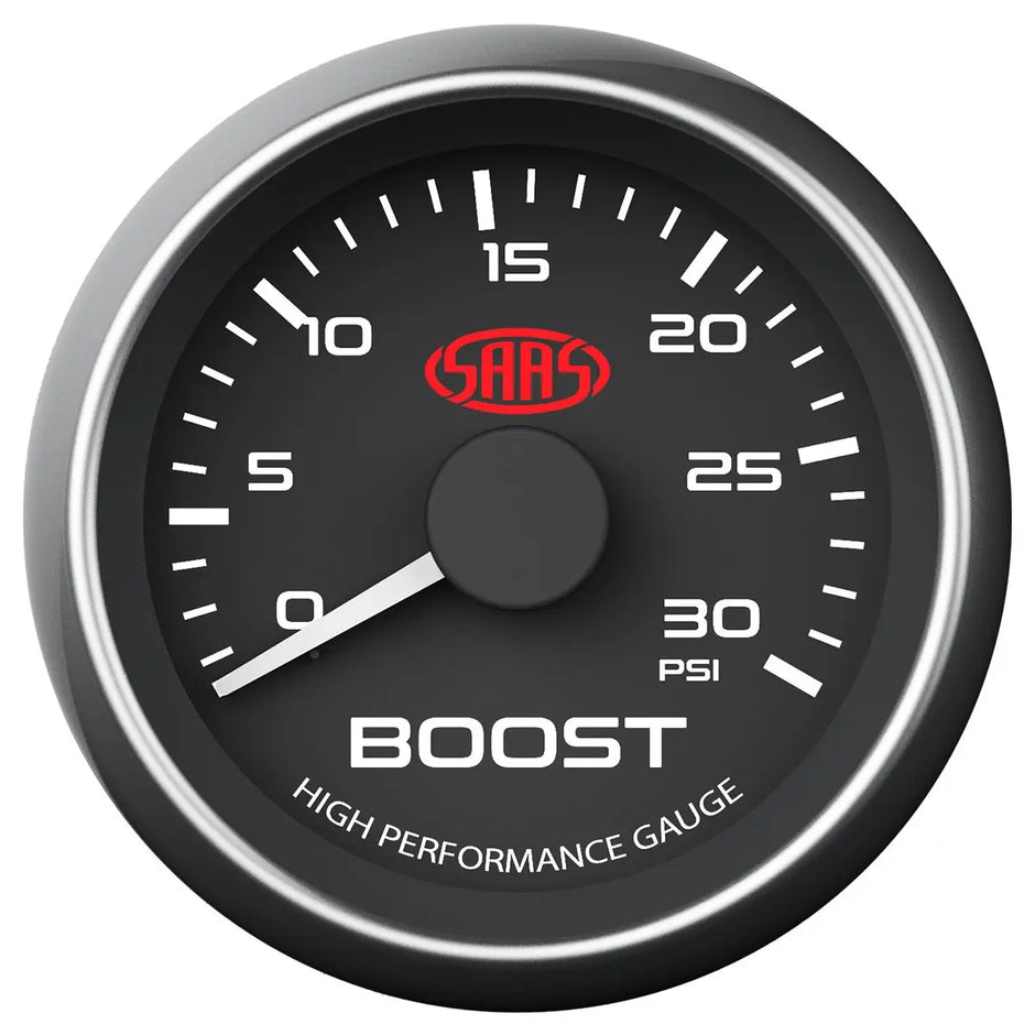 SAAS Boost Gauge Diesel 0-30 psi 52mm Muscle Series I Black 12V SG-TBD52B - view 1