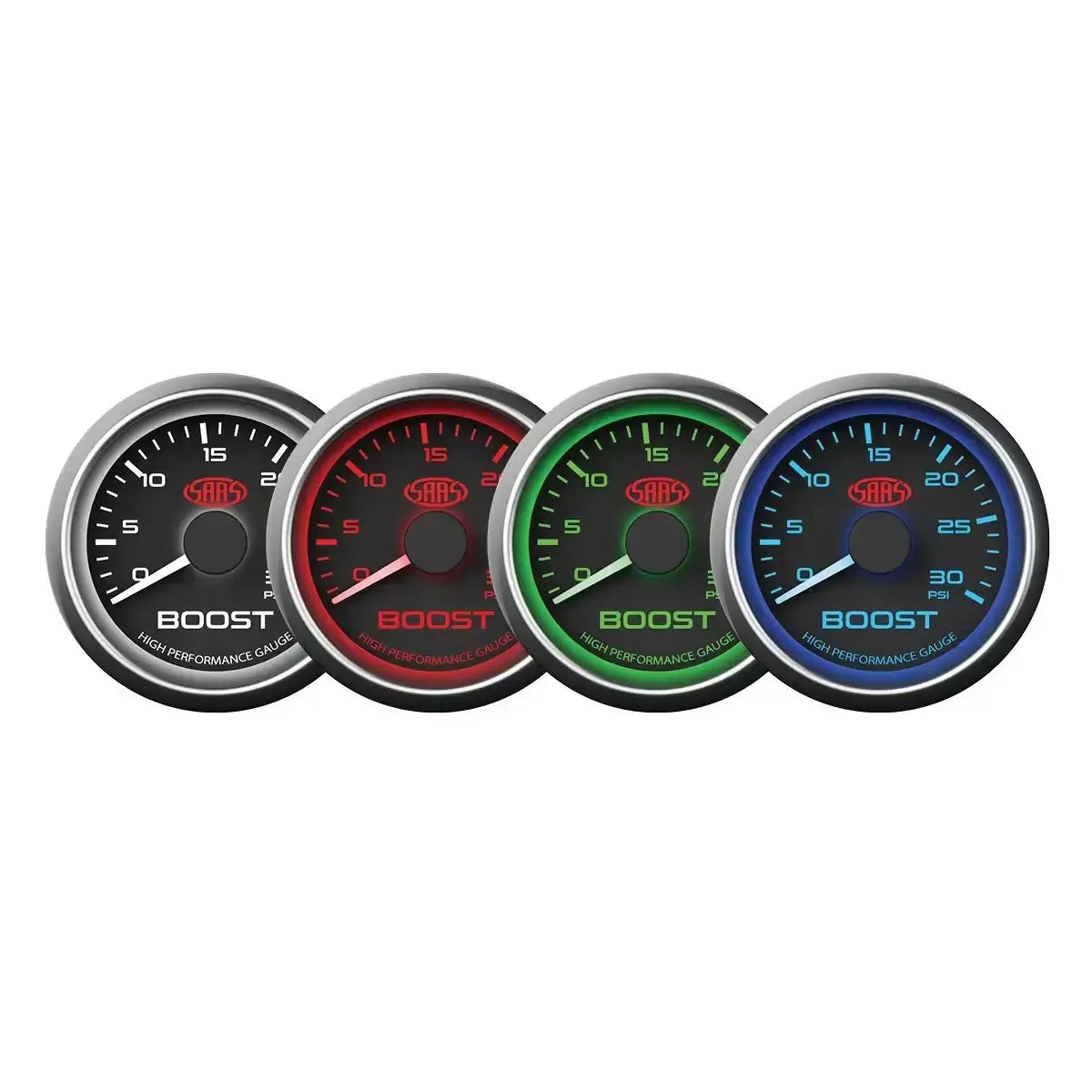 SAAS Boost Gauge Diesel 0-30 psi 52mm Muscle Series I Black 12V SG-TBD52B - view 4