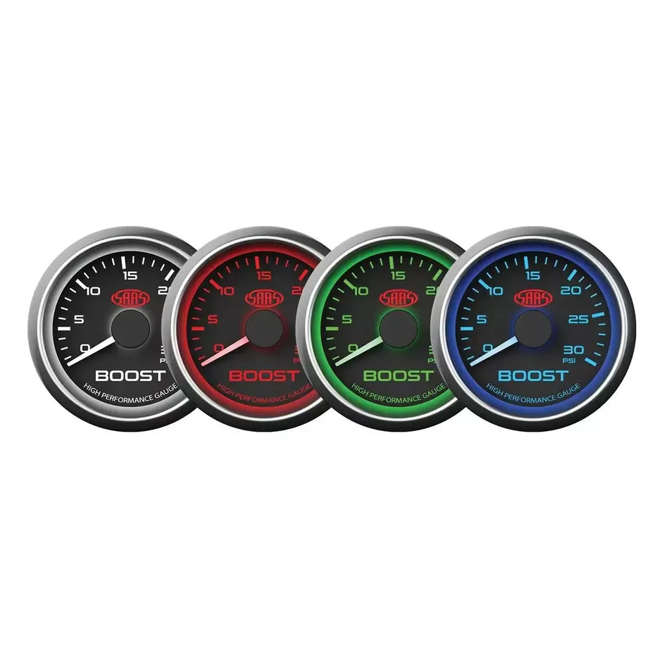 SAAS Boost Gauge Diesel 0-30 psi 52mm Muscle Series I Black 12V SG-TBD52B - view 4