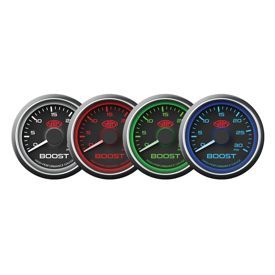 SAAS Boost Gauge Diesel 0-30 psi 52mm Muscle Series I Black 12V SG-TBD52B - view 2