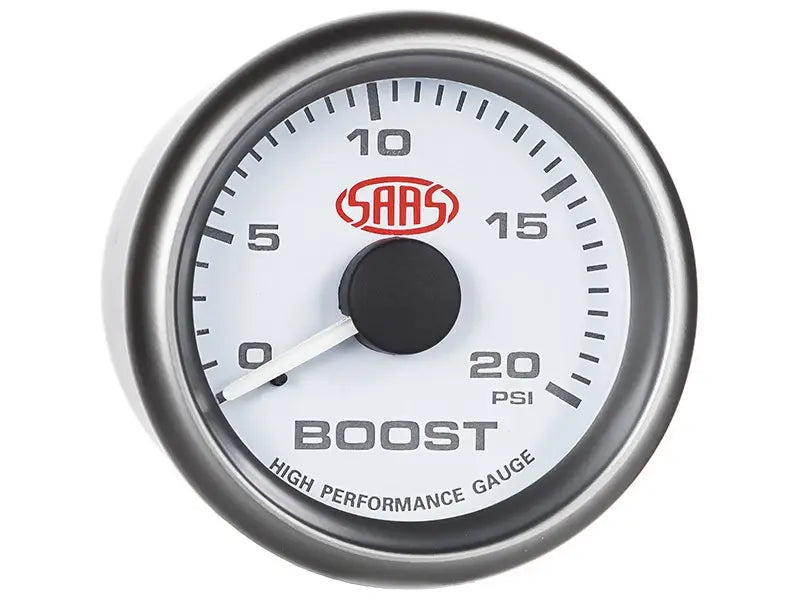 SAAS Boost Gauge Diesel 0-20 psi 52mm Muscle Series I White 12V SG-TBD52W1 - view 3