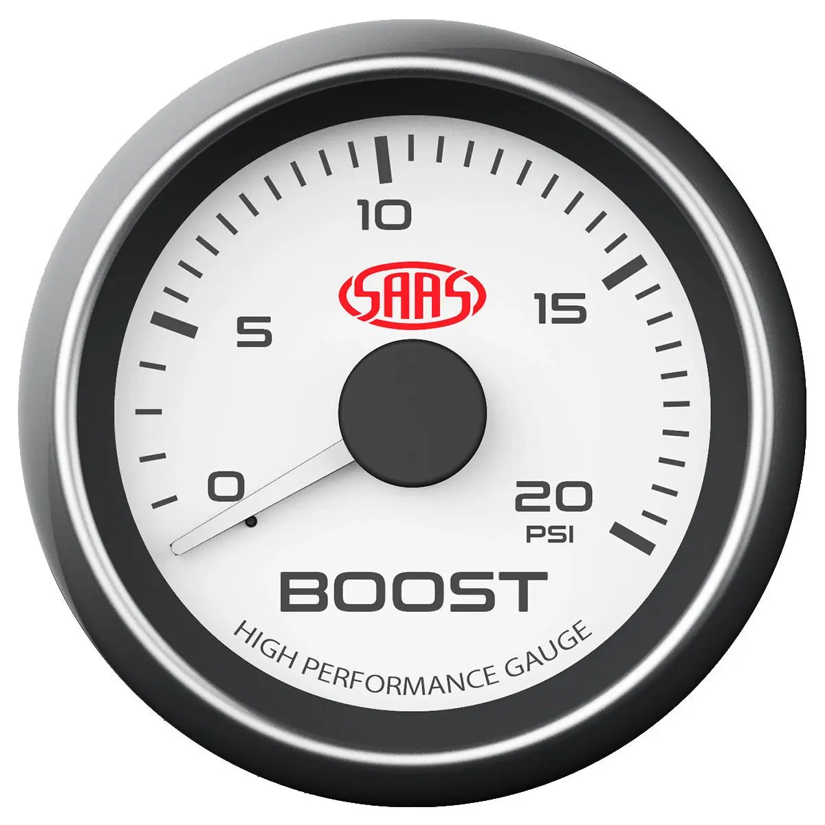 SAAS Boost Gauge Diesel 0-20 psi 52mm Muscle Series I White 12V SG-TBD52W1 - view 1