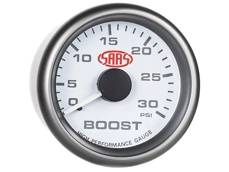 SAAS Boost Gauge Diesel 0-30 psi 52mm Muscle Series I White 12V SG-TBD52W - view 3