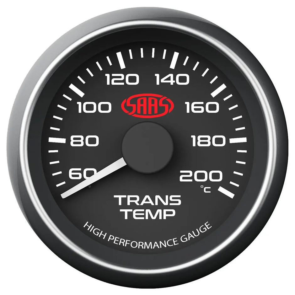 SAAS Trans Oil Temp Gauge 60°-200° 52mm Muscle Series I Black 12V SG-TT52B - view 1