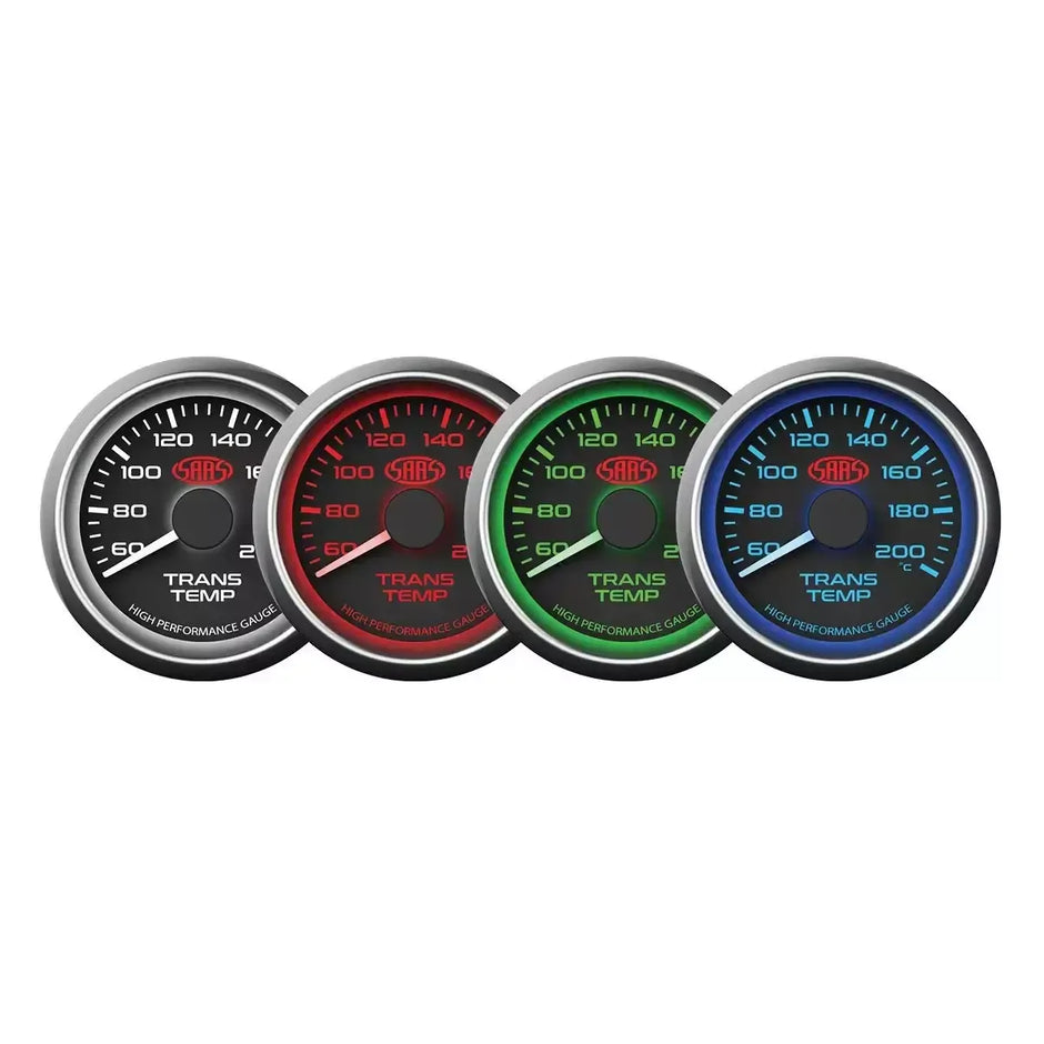 SAAS Trans Oil Temp Gauge 60°-200° 52mm Muscle Series I Black 12V SG-TT52B - view 4