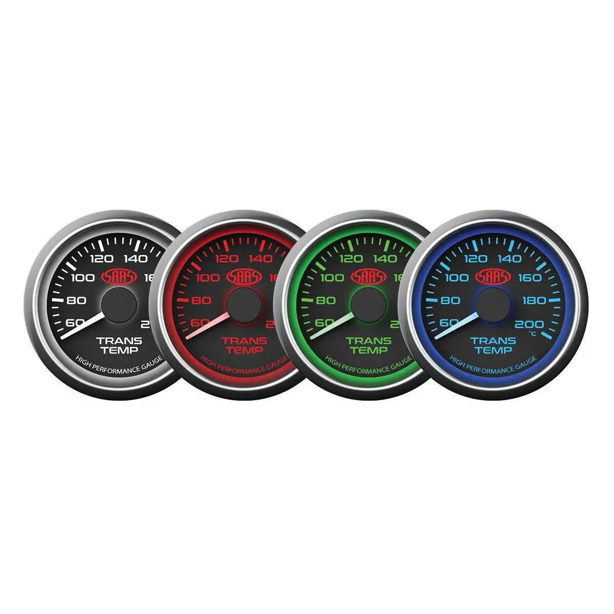 SAAS Trans Oil Temp Gauge 60°-200° 52mm Muscle Series I Black 12V SG-TT52B - view 2