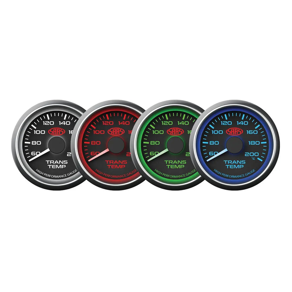 SAAS Trans Oil Temp Gauge 60°-200° 52mm Muscle Series I Black 12V SG-TT52B - view 2