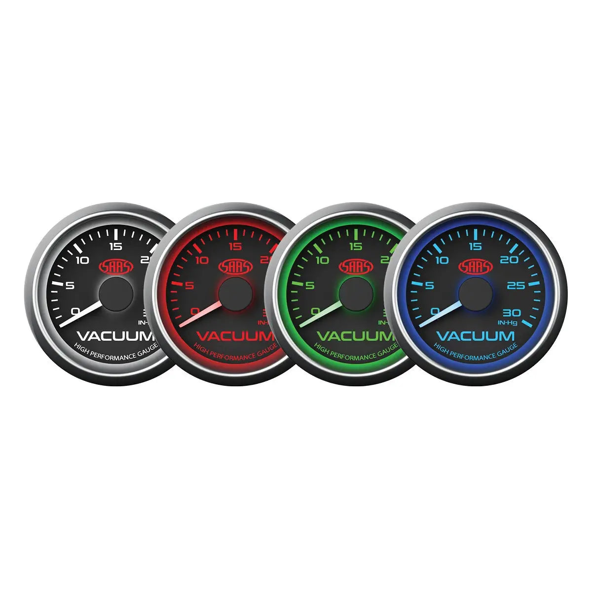 SAAS Vacuum Gauge 0-30inHg 52mm Muscle Series I Black 12V SG-VAC52B - view 2