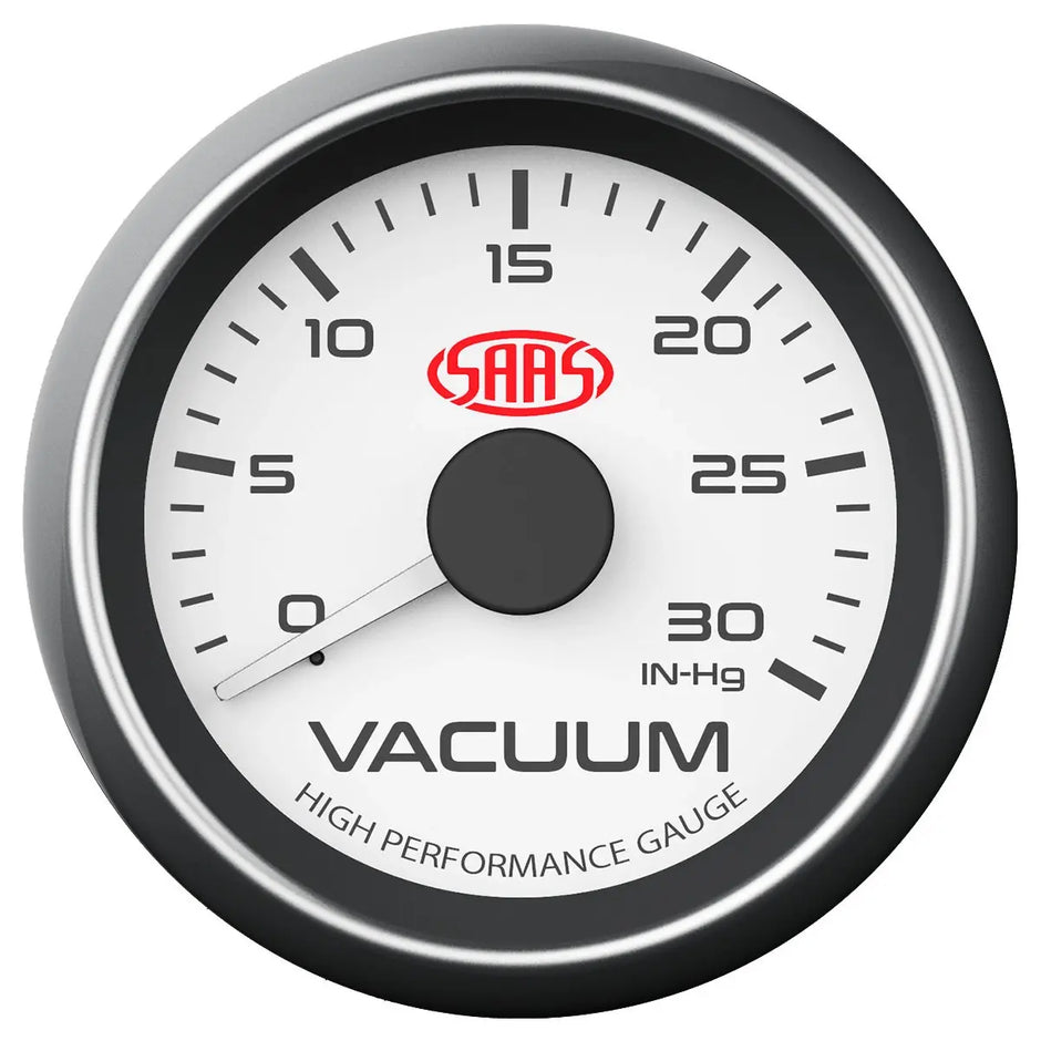 SAAS Vacuum Gauge 0-30inHg 52mm Muscle Series I White 12V SG-VAC52W - view 1